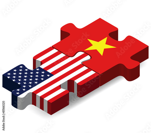 USA and Vietnam Flags in puzzle