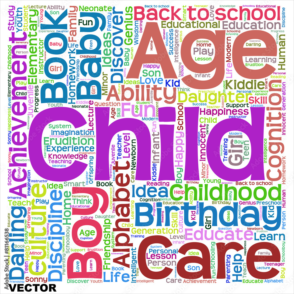 Vector child education or family word cloud Vector child education or family word cloud