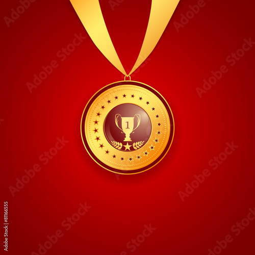 medal first place on a red background
