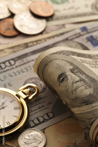 Принти на полотні Time and Money. Gold Tone. Close up - Stock Image