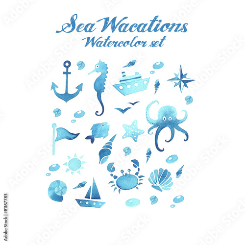 Sea wacations watercolor set