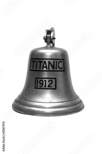 titanic ship  bell on white background
