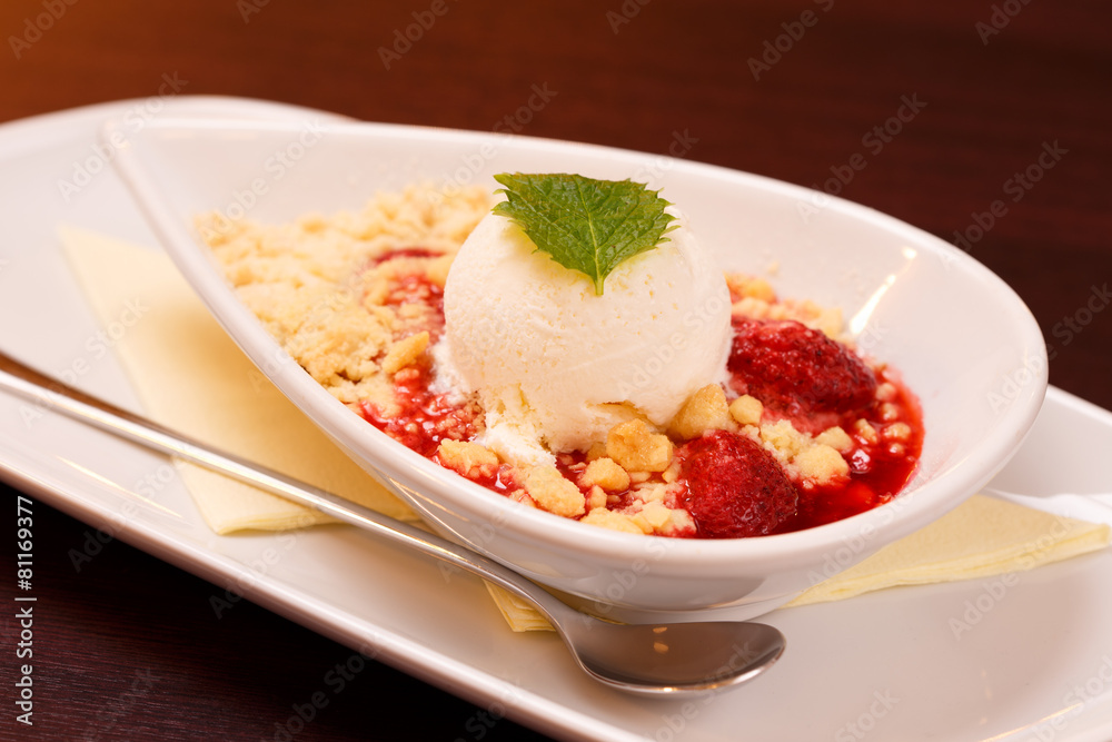 Ice-cream dessert in restaurant Ice-cream dessert in restaurant