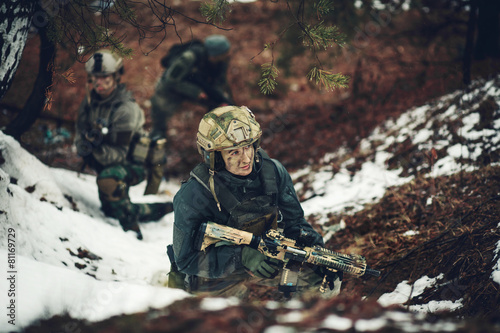 woman soldier member of ranger squad © kaninstudio