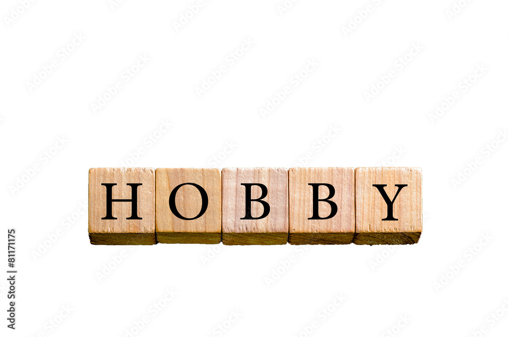 Word HOBBY isolated on white background with copy space Word HOBBY isolated on white background with copy space