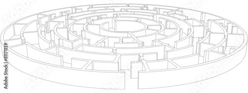 Round tangled maze. Vector