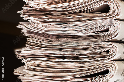Pile of newspapers closeup