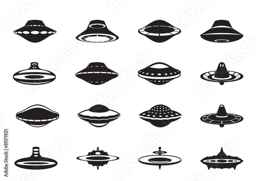 Different flying saucers - vector illustration
