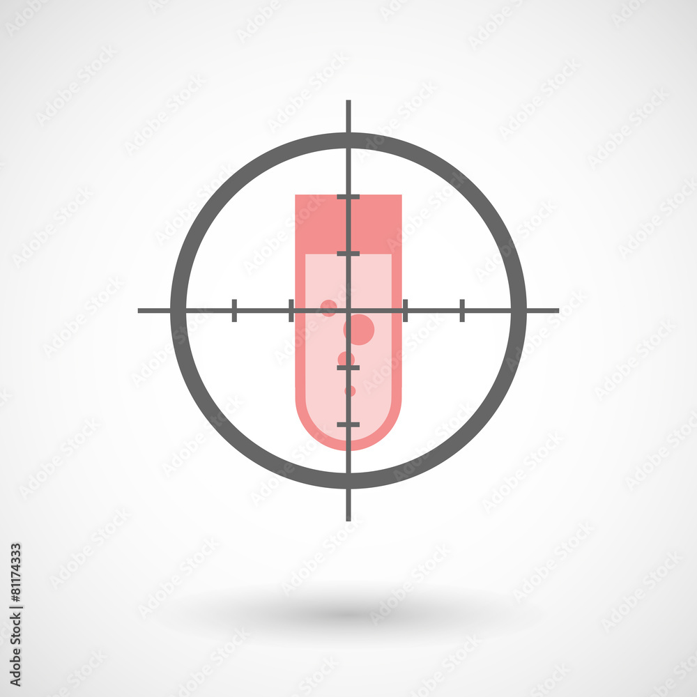 Crosshair icon with a chemical test tube Crosshair icon with a chemical test tube
