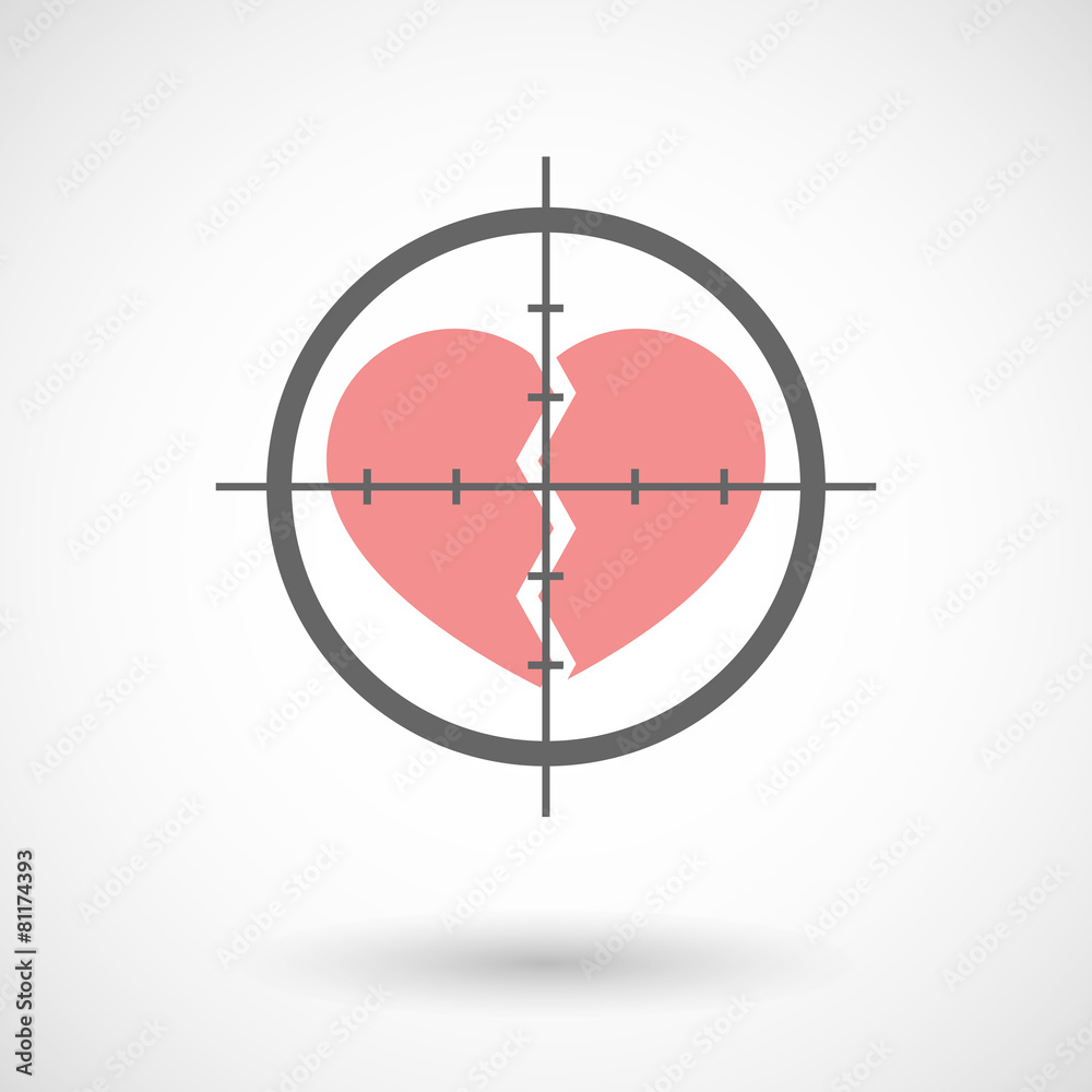 Crosshair icon with a broken heart Crosshair icon with a broken heart