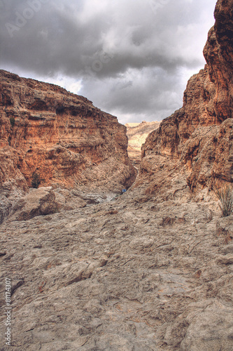 Arid Rocky Landscape in Wadi Bani Khalid Valley