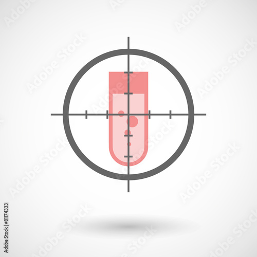 Crosshair icon with a chemical test tube
