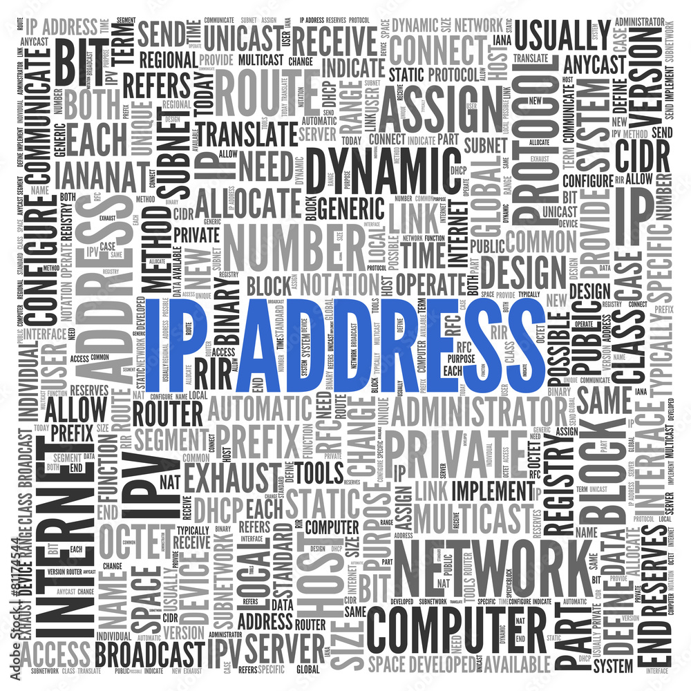 IP ADDRESS Concept Word Tag Cloud Design