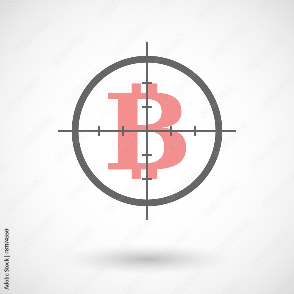Crosshair icon with a bit coin sign Crosshair icon with a bit coin sign