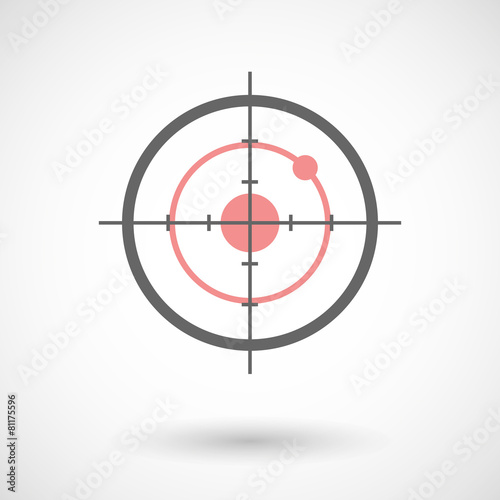 Crosshair icon with an atom