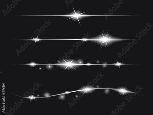 Set of Vector glowing light effect stars with sparkles