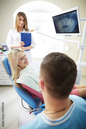 Patient girl in dentist