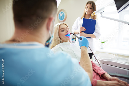 Patient girl in dentist