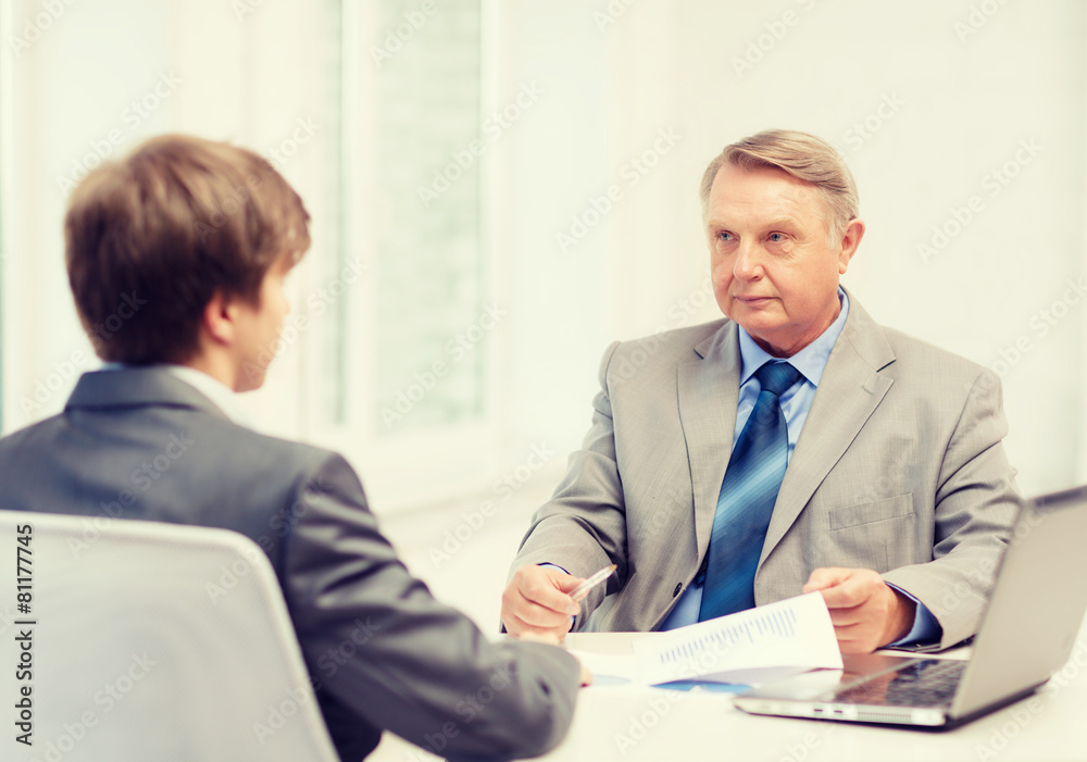 custom made wallpaper toronto digitalolder man and young man having meeting in office