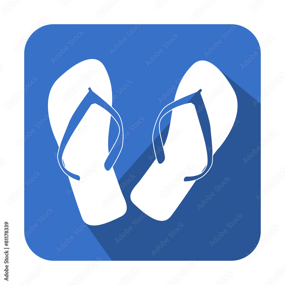 Icono cuadrado azul chanclas con sombra