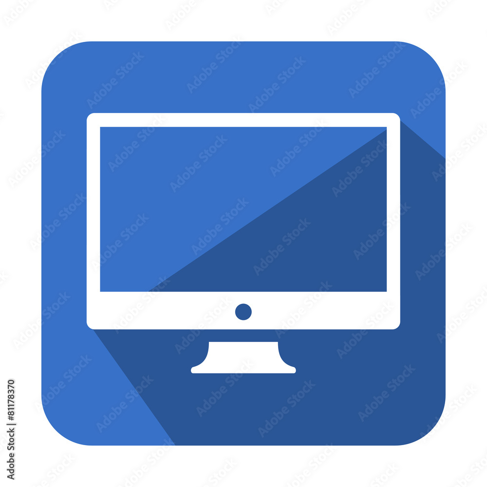 Icono cuadrado azul monitor con sombra Icono cuadrado azul monitor con sombra