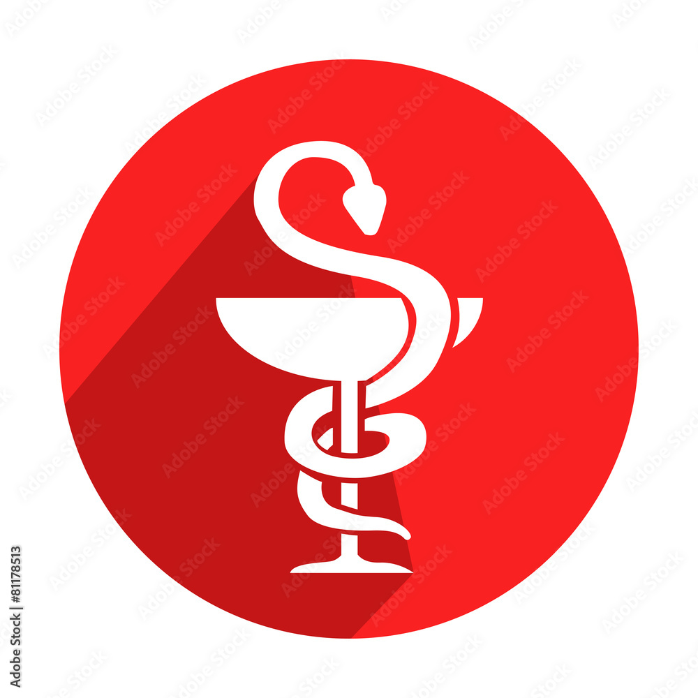 Icono redondo rojo farmacia con sombra Icono redondo rojo farmacia con sombra