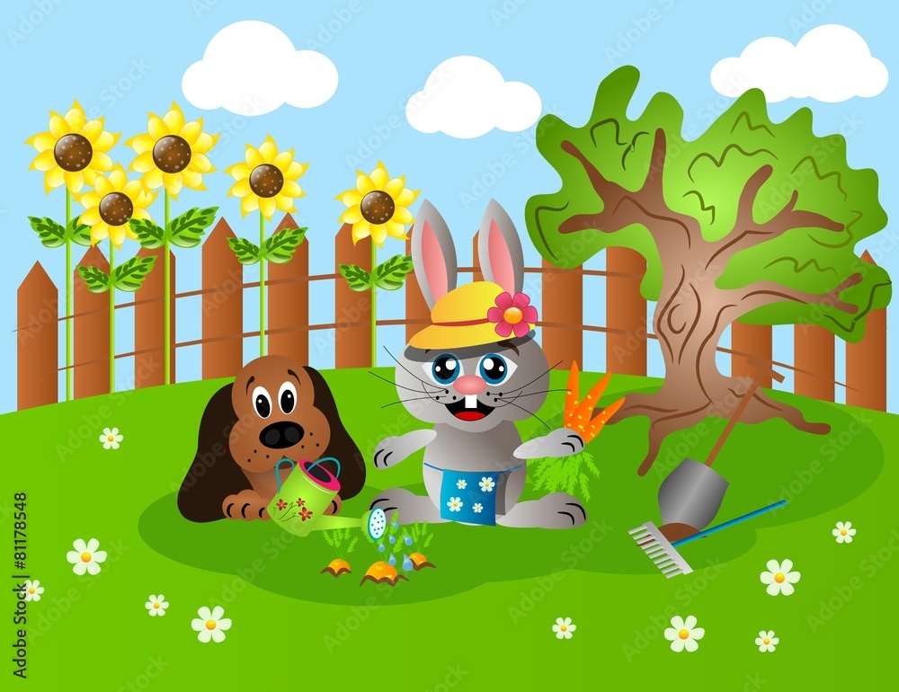 Obraz premium Animals gardening