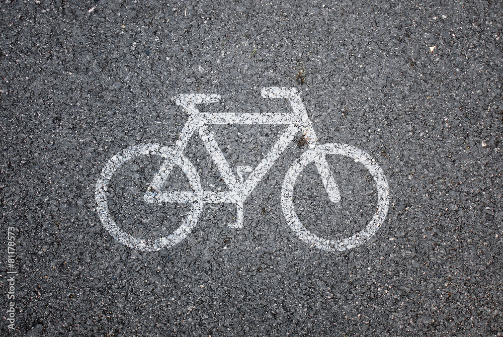 Bike symbol on road background Bike symbol on road background