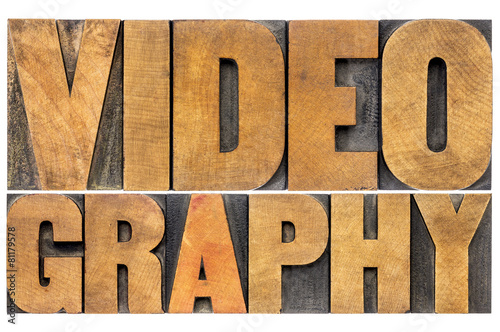 Obraz na plátne videography word abstract in wood type