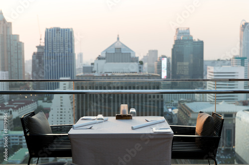 Canvas Print restaurant lounge at hotel in bangkok city