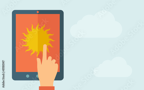 Touch screen tablet with weather icon