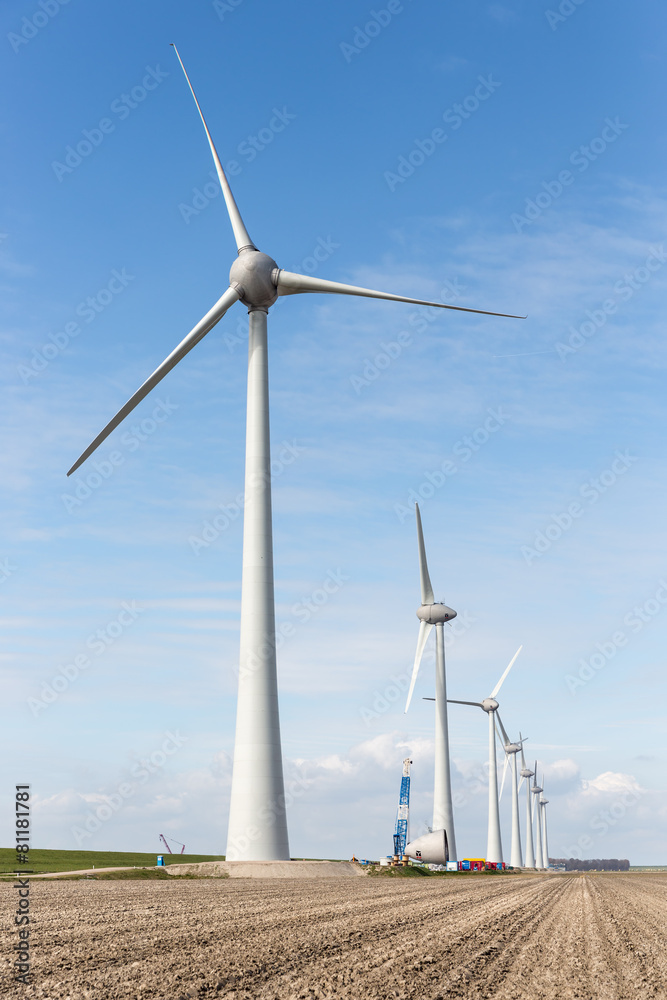 Construction work at the biggest windfarm of the Netherlands Construction work at the biggest windfarm of the Netherlands