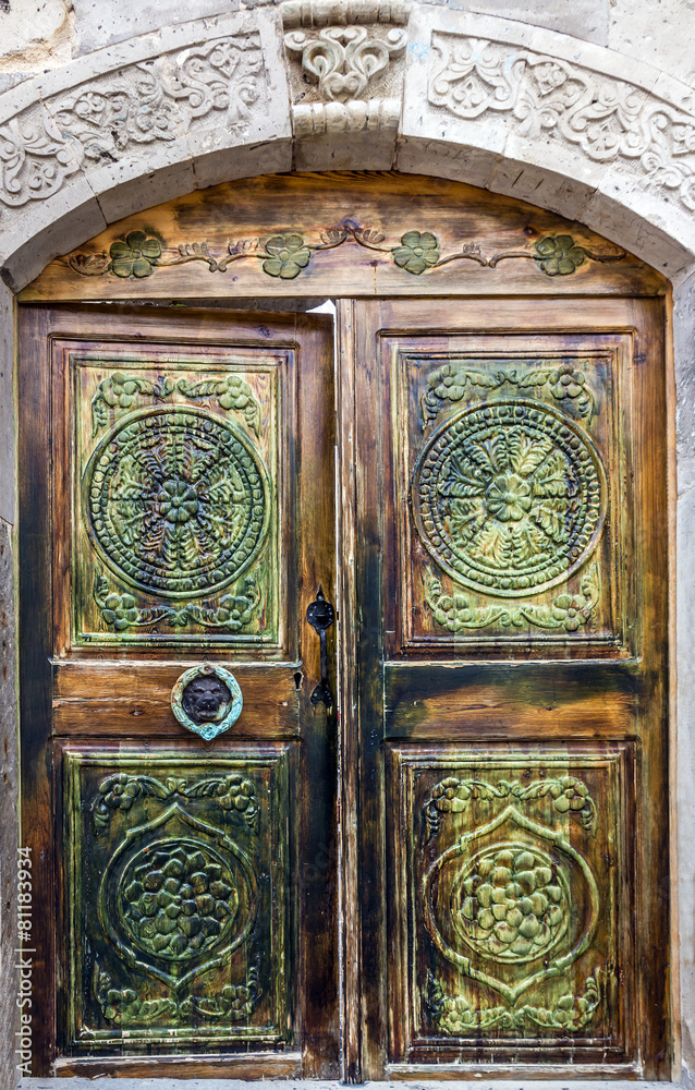 Old door of hotel, Turkey