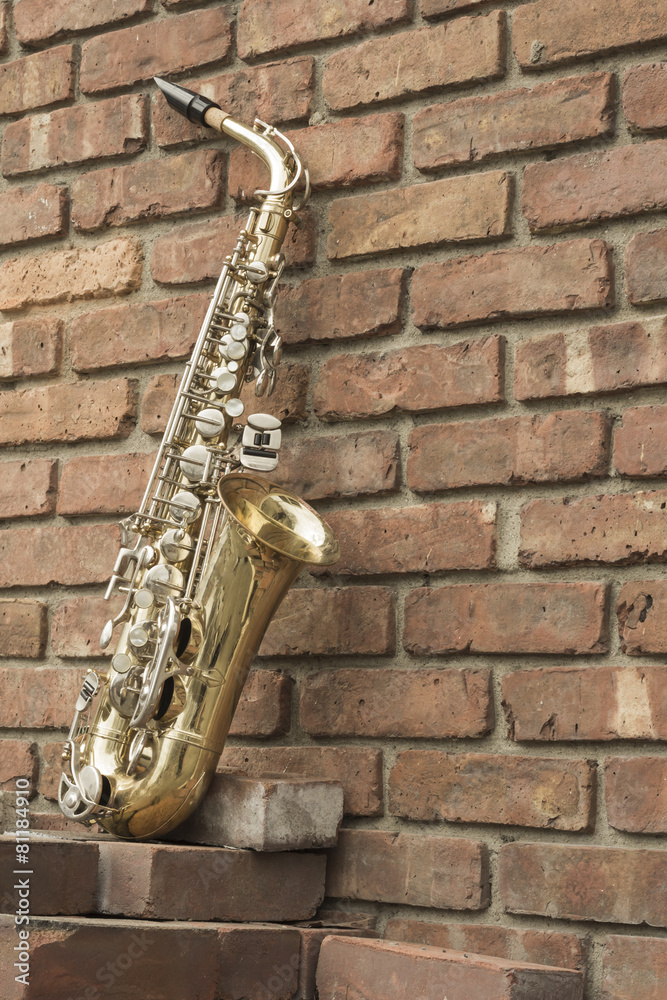 Fototapeta premium Saxophone Brick Wall