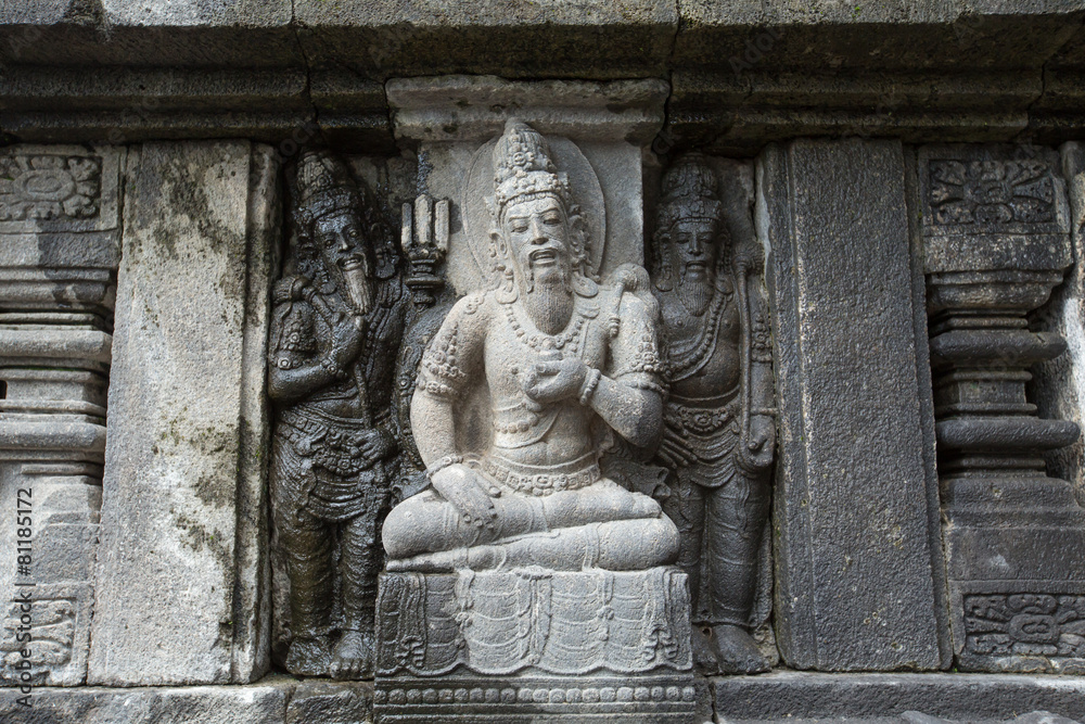 Detail of carved relief at Prambanan