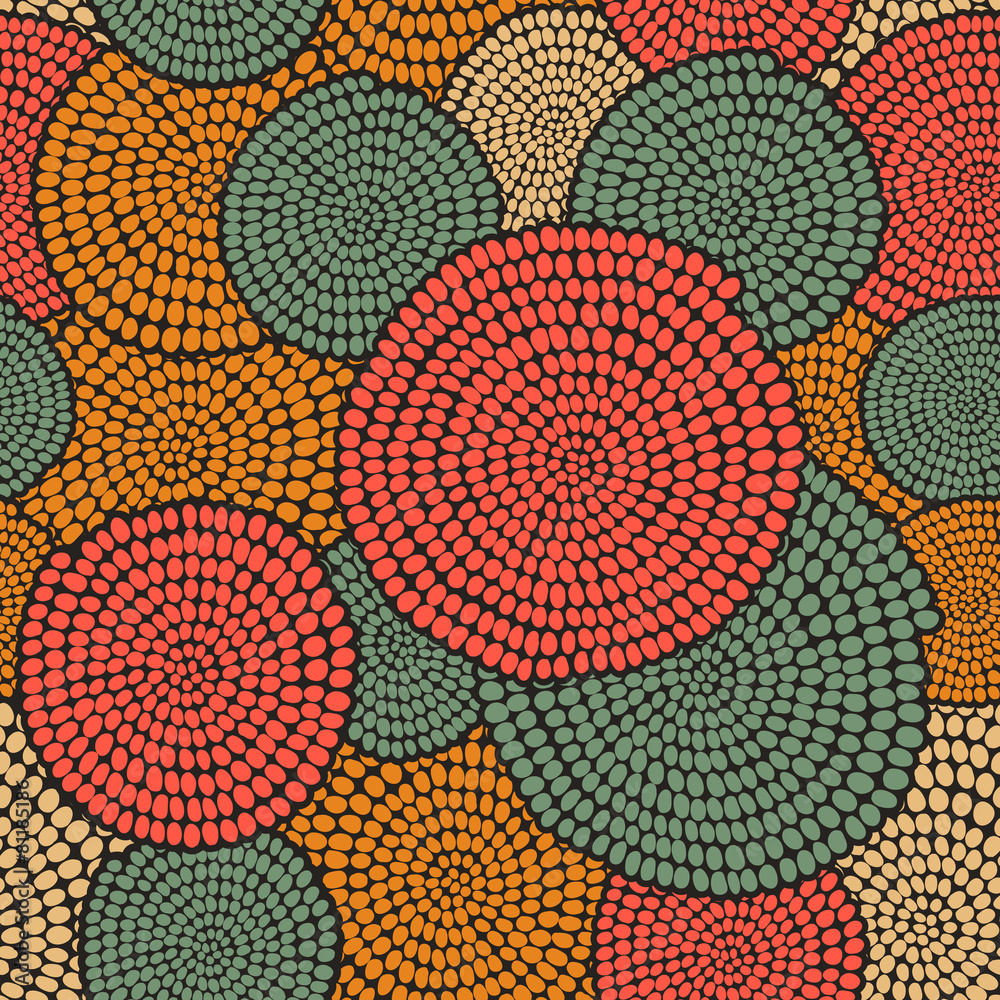 Traditional African Ornament with swirls. Seamless vector patter