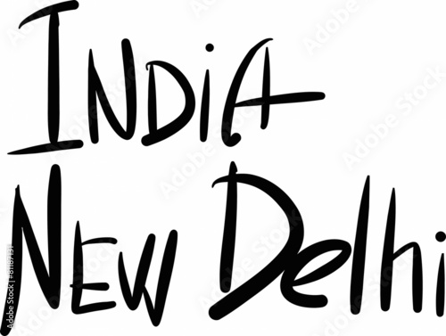 India, New Delhi, hand-lettered