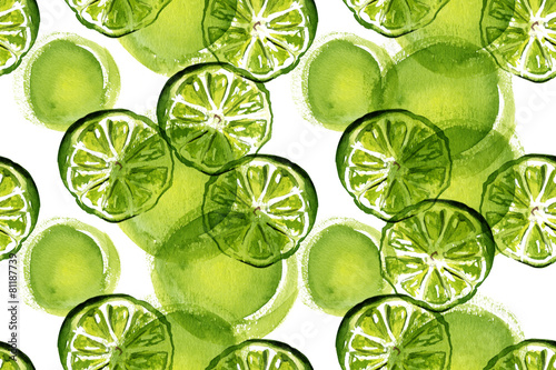 A watercolour green lime seamless background pattern