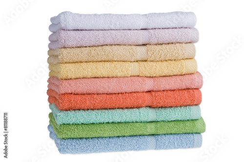 Colorful towels on a white background