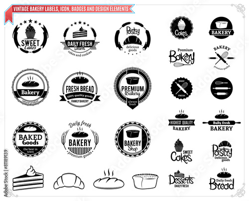 Vintage Bakery Logo Templates  Labels and Design Elements