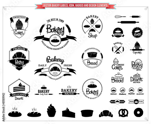 Vector Bakery Logo Templates, Labels and Design Elements