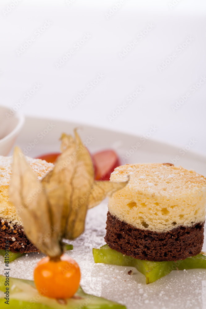 Gourmet coffee blanc mange with gooseberry Gourmet coffee blanc mange with gooseberry