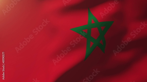 Morocco flag waving in the wind. Looping sun rises style