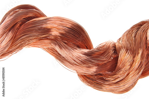 Copper wires isolated on white background