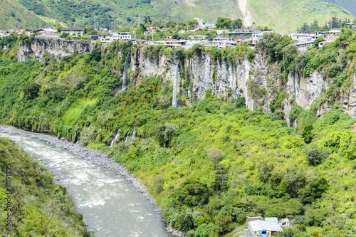 Pastaza River and the small town of Banos in Ecuador