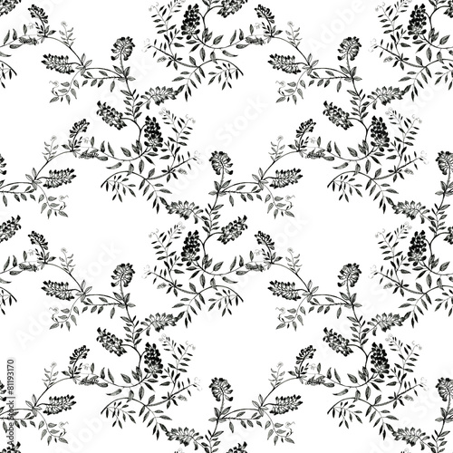 Wild flowers seamless pattern on white background