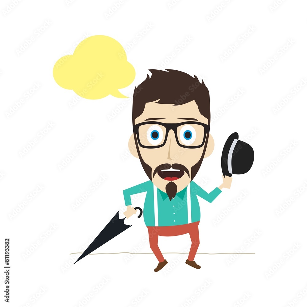 fun guy with umbrella and bowl hat