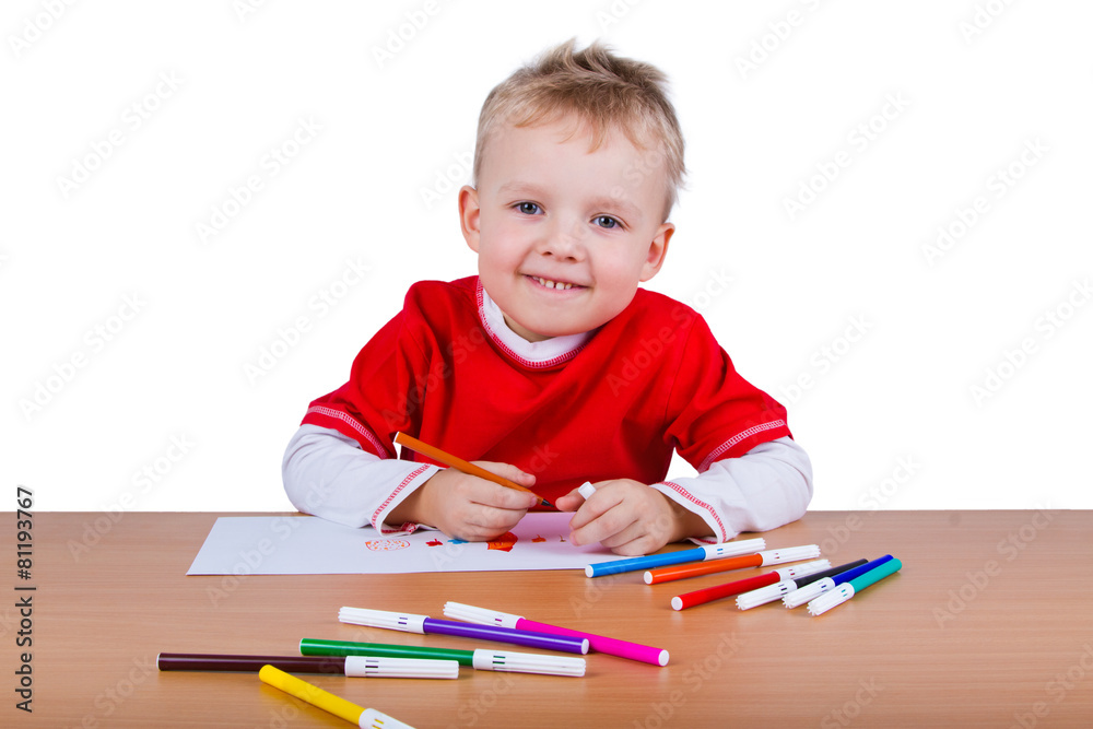 Small boy draws Small boy draws