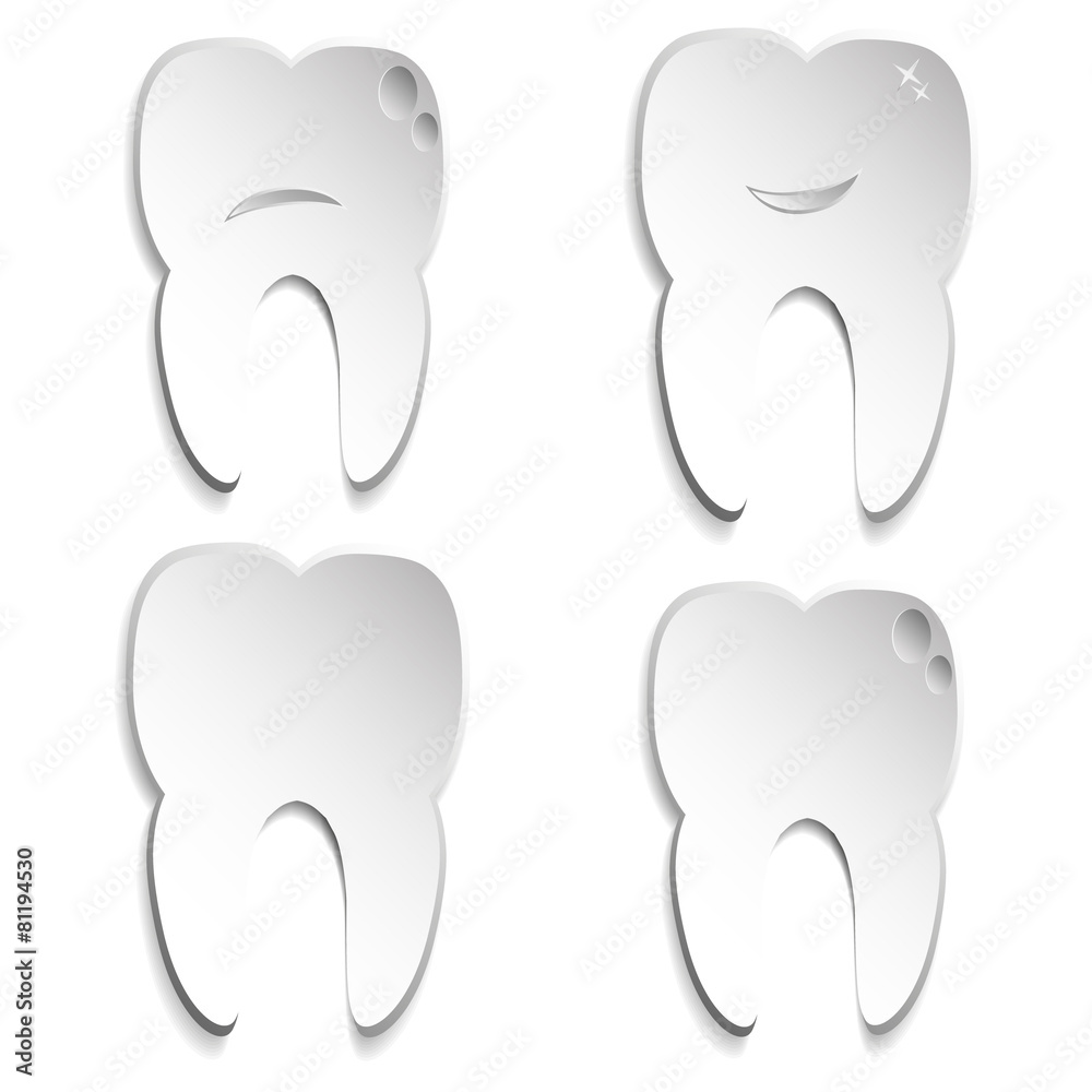 four teeth on white background four teeth on white background