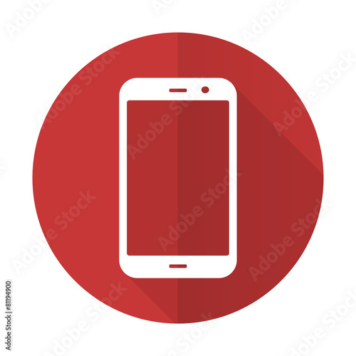 smartphone red flat icon phone sign